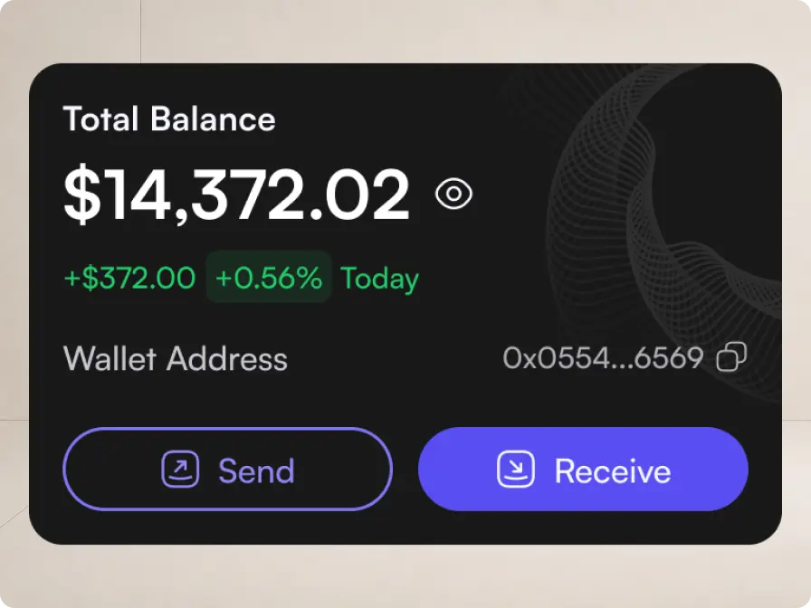 Noxtton Wallet balance card with send and receive actions