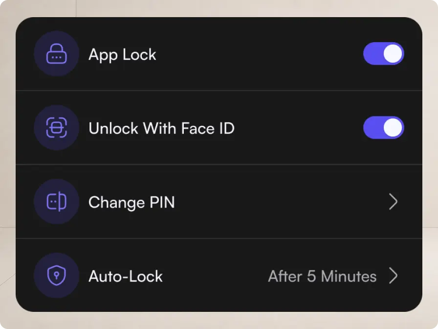 Noxtton Wallet App Lock and Face ID settings