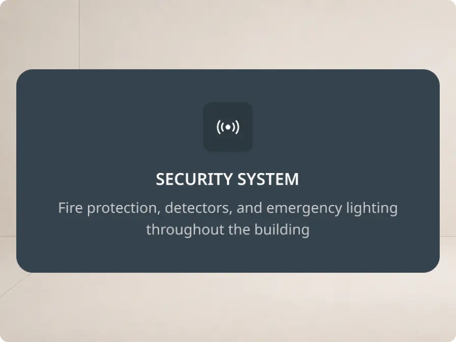White Square building security-system feature card